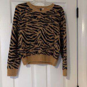 H&M Black and Tan Animal Print Sweater